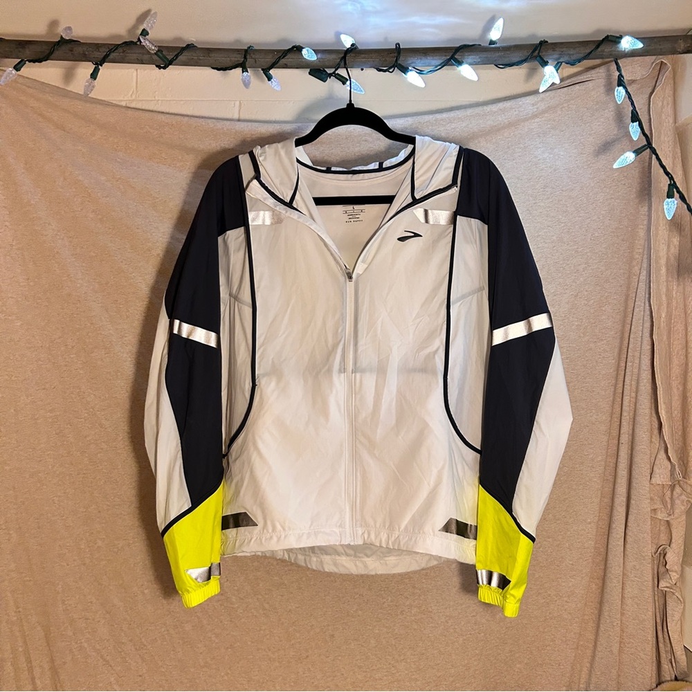 Brooks White and Black Athletic Jacket